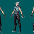 Character Creature 3D Model Green Top Dark Pants Light Hair Dagger Front Back View 3d model