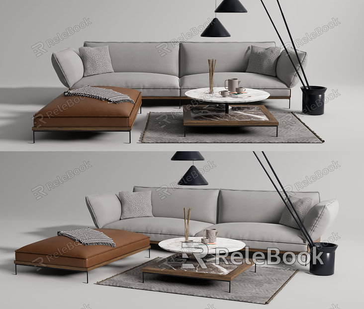 Modern sofa coffee table combination model