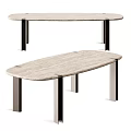 Modern Oval Dining Table With Wooden Top And Sleek Metal Legs Design