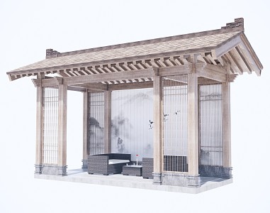 New Chinese style gallery 3d model