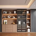 Modern Wooden Sideboard Cabinet With Built In Wine Rack And Open Display Shelves