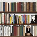 Elegant Home Bookshelf Ornamental Set With Colorful Books And Decorative Pieces