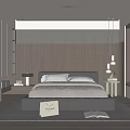 Modern Bedroom Interior With Black Leather Bed Wooden Accent Wall Nightstands Lamps And Window Bench