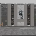 Modern Interior Design Featuring Stylish Storage Shelving Unit With Glass Doors Decorative Items Wine Glasses And Artwork