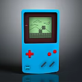 Blue Handheld Game Console With Red Control Buttons And Classic Game Screen