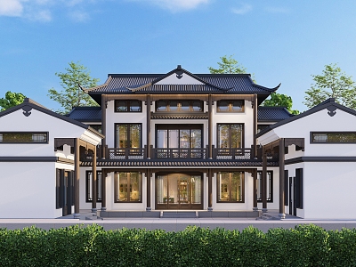 European-style single-family villa quadrangles single-family villa architectural appearance model