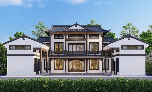 European-style single-family villa quadrangles single-family villa architectural appearance 3d model