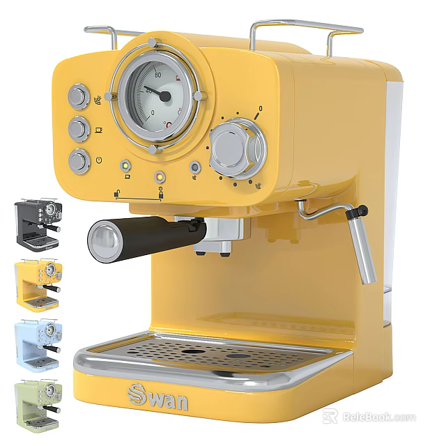 Vintage Yellow Coffee Machine As Stylish Kitchen Appliance With Classic Design 3d model 