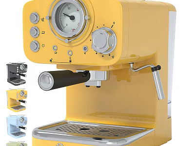 Vintage Yellow Coffee Machine As Stylish Kitchen Appliance With Classic Design 3d model