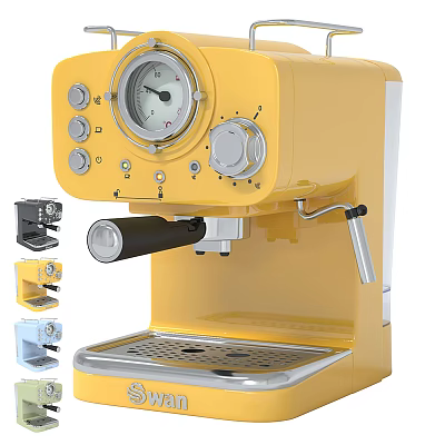 Vintage Yellow Coffee Machine As Stylish Kitchen Appliance With Classic Design 3d model
