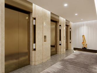 modern elevator hall hotel floor elevator hall 3d model