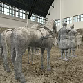 Numerous Terracotta Warriors Standing Arranged In Indoor Exhibition Hall Ground