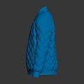Blue Diamond Quilted Zip Up Puffer Jacket Stylish Winter Outerwear Design 3d model