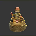 Colorful Multi Layered Dessert Tower Featuring Assorted Cakes Fresh Fruits And Festive Decorations