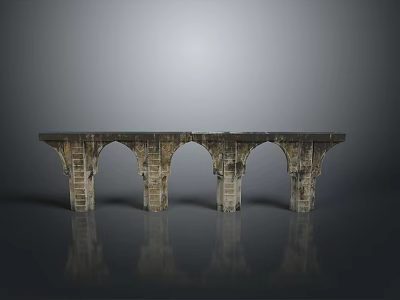 Elegant Classical Stone Arch Bridge Structure With Multiple Arches And Reflection 3d model