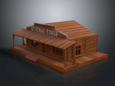 Vintage General Store Wooden Building Model With Porch Awning And Classic Design 3d model