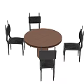 Round Wooden Dining Table Set With Black Upholstered Chairs And Modern Home Design