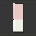 Modern Two Door Refrigerator Freezer With Pink Upper And White Lower Black Handles