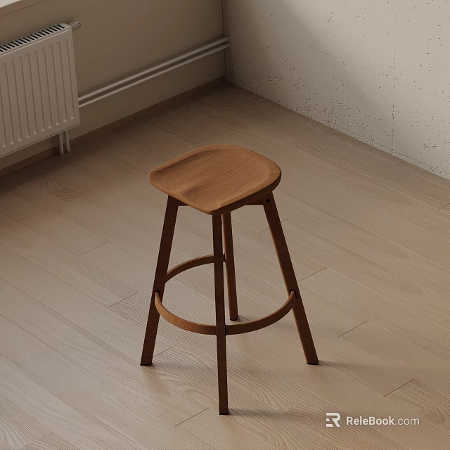 Modern Wooden Bar Stool With Simple Design For Home Kitchen Interior Decor 3d model 