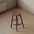 Modern Wooden Bar Stool With Simple Design For Home Kitchen Interior Decor 3d model