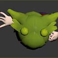 3D Animated Game Character With Green Hair Red Eyes And Waving Gesture