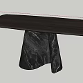 Minimalist Modern Dining Table with Wooden Tabletop and Black Marble Legs