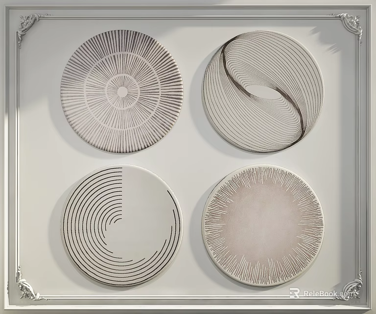 Inflatable Circular Decorative Plates With Striped Patterns For Indoor Wall Decoration 3d model 