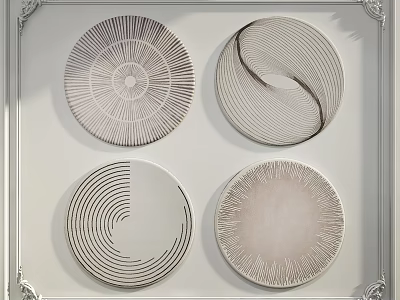 Inflatable Circular Decorative Plates With Striped Patterns For Indoor Wall Decoration 3d model