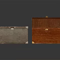 Open Brown Wooden And Light Gray Textured Boxes With Metal Latches