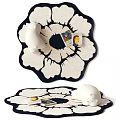 Floral Shaped Rugs With Decorative Bear And Cards At Home