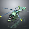 Modern Green Helicopter Design With Rotor Blades Yellow Tips And Cockpit