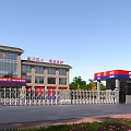 Xicheng Fire Brigade Entrance Gate with Electric Retractable Gate Guardhouse and Green Plants