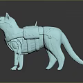 Light Blue 3D Dog Model With Mechanical Armor And Goggle Design
