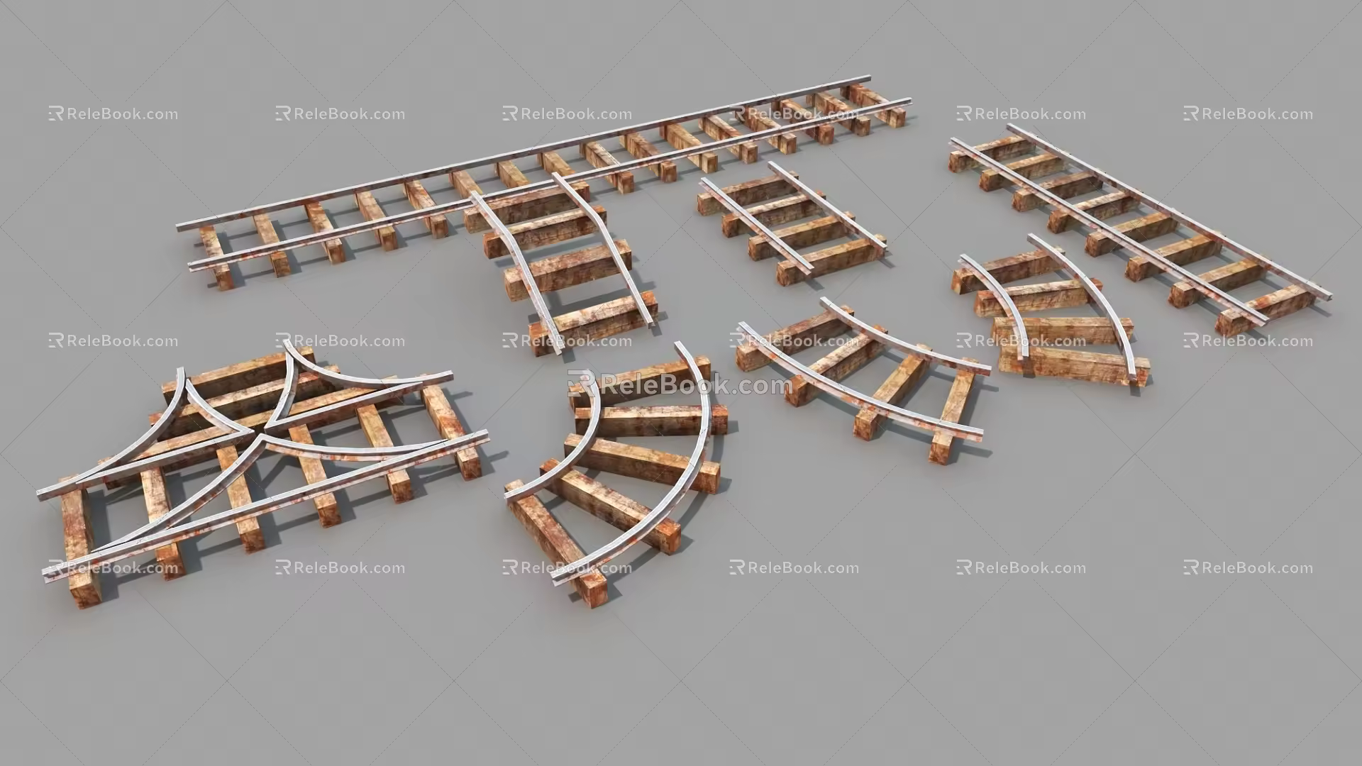 railway track old railway interchange 3d model