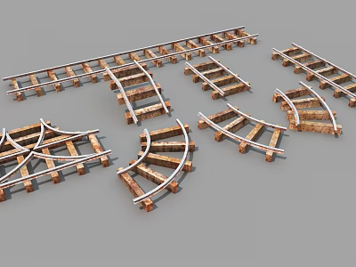 Metro Rail Track Layout Variations With Curved Straight And Junction Sections For Urban Transit 3d model