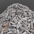 Large Pile Of Gray Broken Concrete Rubble With Various Sizes And Shapes