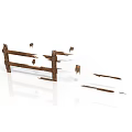 Rustic Broken Wooden Fence With Splintered Planks And Weathered Posts