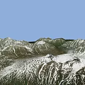 Mountainous Terrain With Snow Covered Peaks And Green Forested Valleys