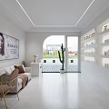 Modern SPA Sauna Interior With Massage Beds Light Sheets Round Stools Product Shelves And Posters
