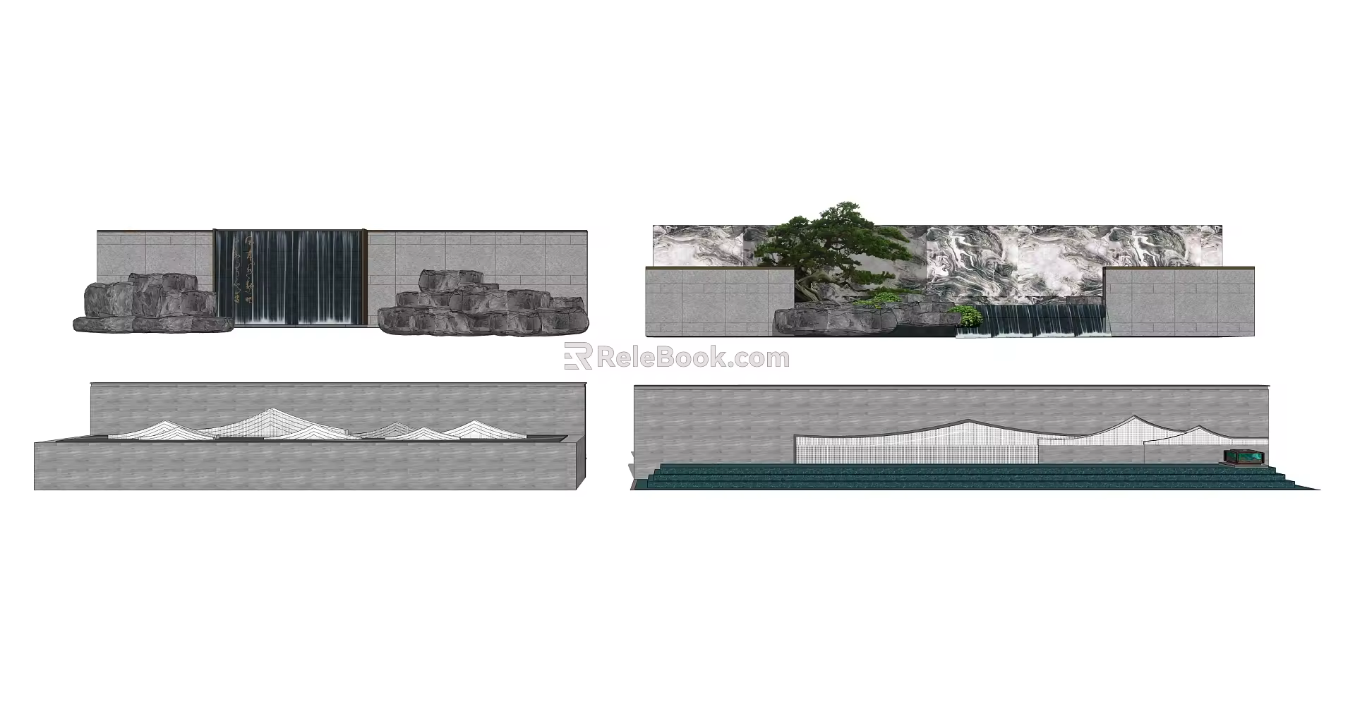 New Chinese Style Landscape Wall Waterscape 3d model