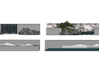 New Chinese Style Landscape Wall Waterscape model