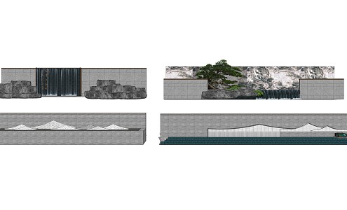 New Chinese Style Landscape Wall Waterscape 3d model