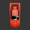 Red Sports Car With Streamlined Body Silver Wheels And Black Windows On Dark Background