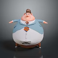 Cartoon Plump Man With Blue Coat White Shirt And Striped Tie Arms Outstretched
