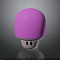 Pink Mushroom With Round Cap Light Base And Smiley Face Design
