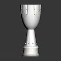 Shiny Silver Trophy With Golden Interior And Decorative Base On Reflective Black Surface 3d model