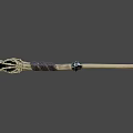 Spiked Decorative Skull Weapon With Glowing Blue Parts And Leather Wrapped Bone Handle
