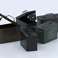Military Style Metal Boxes With Various Styles Open Closed Lids Handles Latches Dark Green Black
