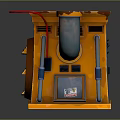 Industrial Equipment With Orange Body Red Top Vents Grill Pipes And Control Panel