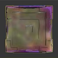 Colorful Metallic Cube Structure With Holographic Finish And Blue Diamond Design